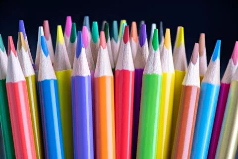 Multicolored  pencils background Stock Photos