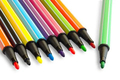Multicolored pencils close-up isolate on white background Photos
