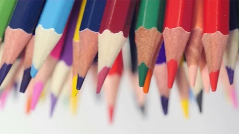 Multicolored pencils point down Stock Footage 70211280