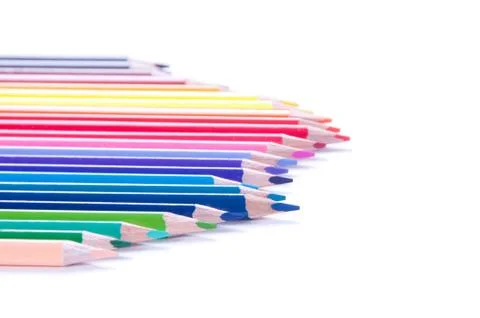 Multicolored pencils in row Stock Photos