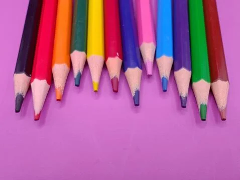 Multicolored pencils set for drawing composition Foto stock