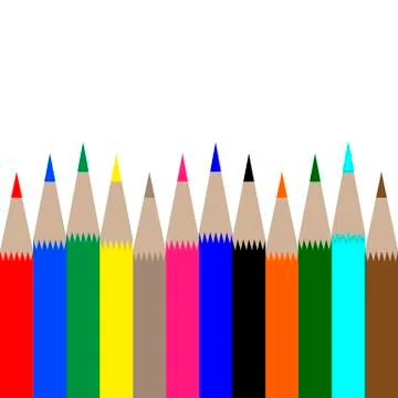 Multicolored pencils on white background vector Stock Illustration