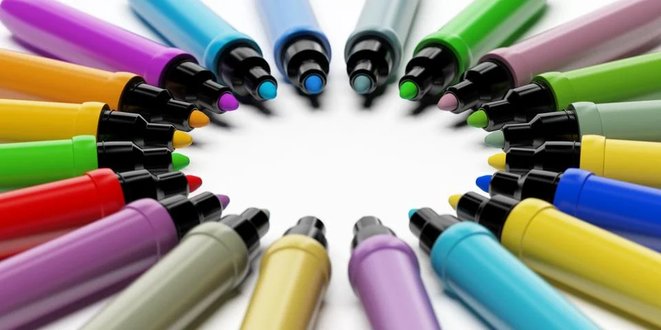 Multicolored Pens forming circle Illustrazione stock