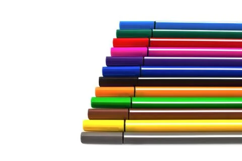 Multicolored pens Stock Photos