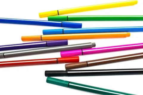 Multicolored pens Stock Photos