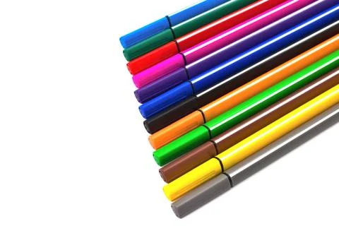 Multicolored pens Stock Photos