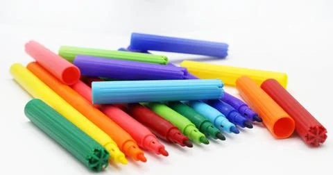 Multicolored pens Stock Photos
