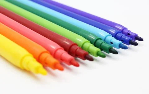Multicolored pens Stock Photos