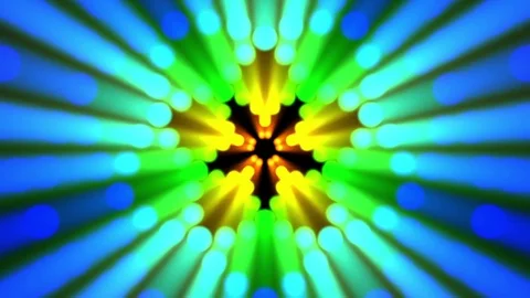 Multicolored Pentagram Rays Flower Pulsing Mandala Motion Background Loop Stock Footage 70987867