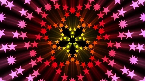 Multicolored Pentagram Star Rays Flower Pulsing Mandala Motion Background Loop Stock Footage 70988046
