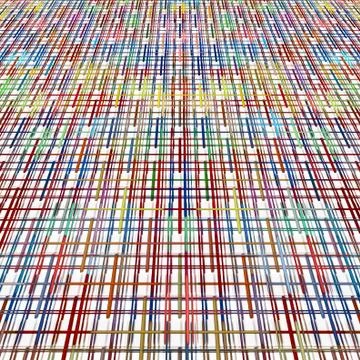 Multicolored perspective grid pattern on white as abstract background. Stock Illustration