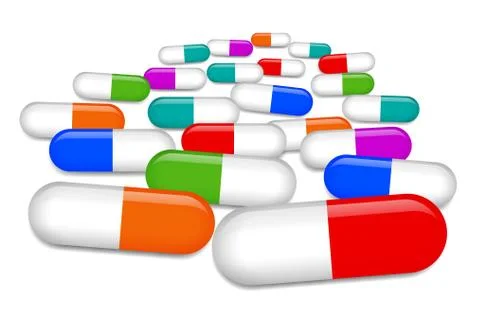 Multicolored pills Stock Illustration