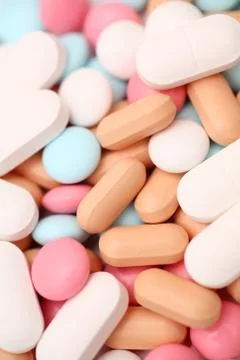 Multicolored pills Stock Photos