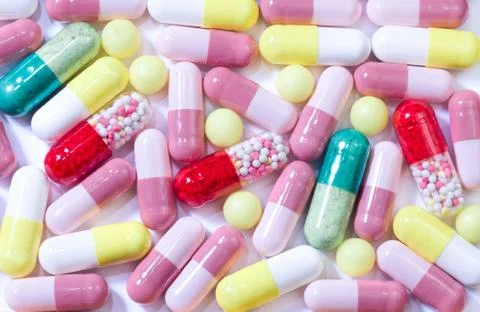 Multicolored pills Stock Photos
