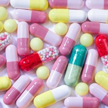 Multicolored pills Foto stock