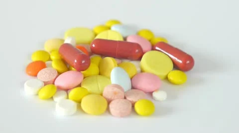 Multicolored pills rotate 库存影片 21735978