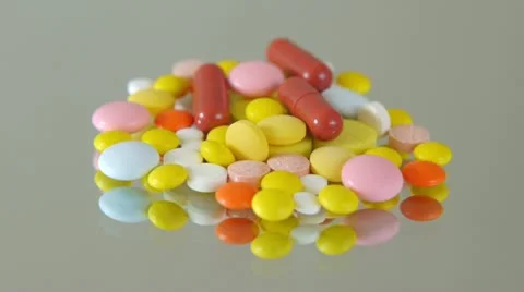 Multicolored pills rotate Stock Footage 21736279