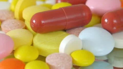 Multicolored pills rotate Stock Footage 21736400
