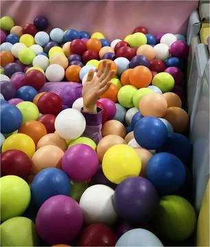 Multicolored plastic ball pit Stock Photos