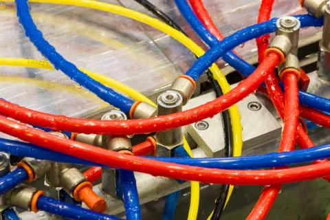 Multicolored plastic hoses Stock Photos