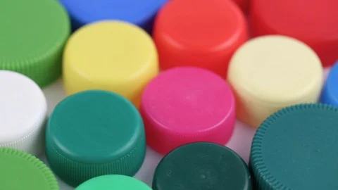 Multicolored plastic lid caps Stock Footage 103173859