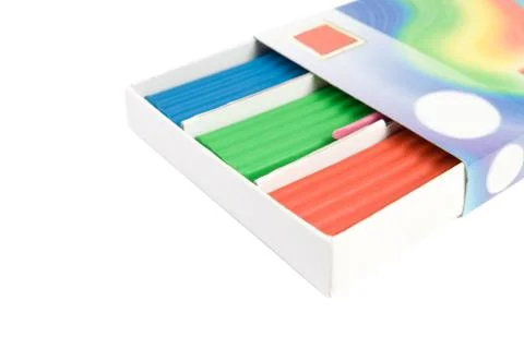 Multicolored plasticine in a box. Stock Photos