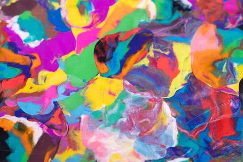 Multicolored plasticine flowing organic patterns, soft undulating shapes and  스톡 사진