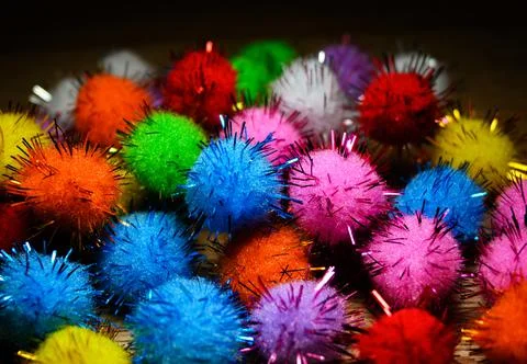 Multicolored plush balls. Stock Photos