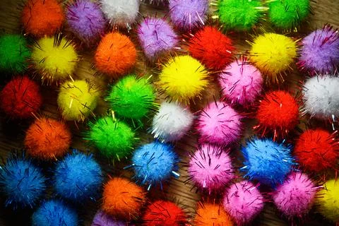 Multicolored plush balls. Stock Photos