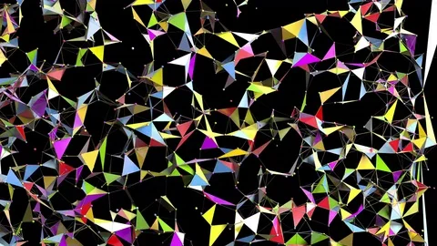 Multicolored Polygonal Network of Particles Stock Footage 81409874