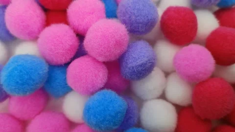 Multicolored pompons Video stock 167094333