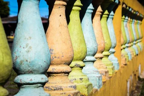 Multicolored posts Stock-Fotos