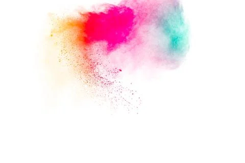 Multicolored powder explosion on white background. Stock Illustration