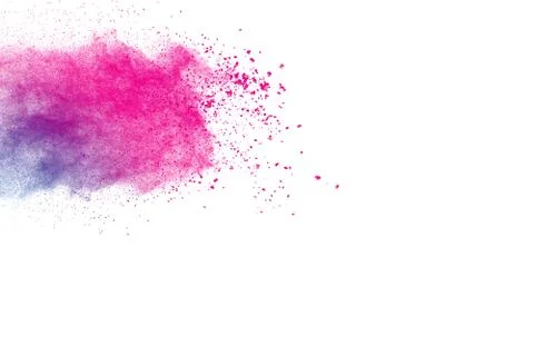 Multicolored powder explosion on white background. Stock Photos