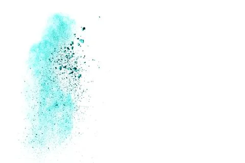 Multicolored powder explosion on white background. Stock Photos