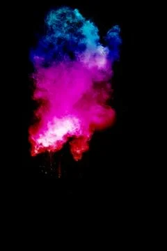 Multicolored powder splash cloud isolated on black background Stock Photos