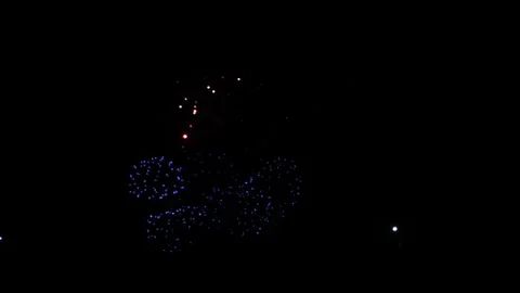 Multicolored purple blue silver bright sparks of fireworks on the black sky.. 库存影片 309729934