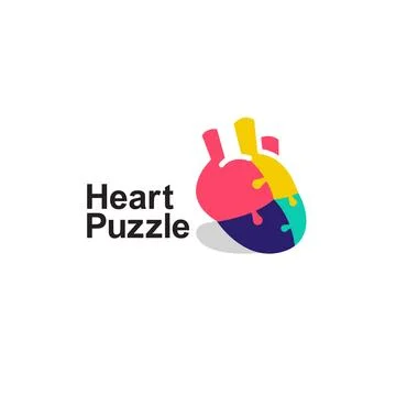 Multicolored puzzle heart logo vector icon illustration Stock Illustration