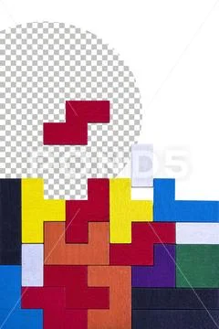 Multicolored puzzle . PSD Template