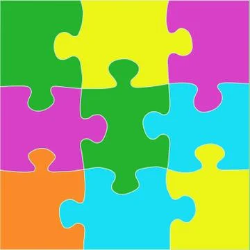 Multicolored puzzle with a white outline. Stock Illustration