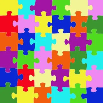 Multicolored puzzle with a white outline. Stock Illustration