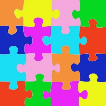 Multicolored puzzle with a white outline. Stock Illustration