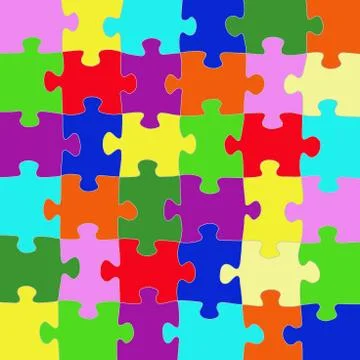 Multicolored puzzle with a white outline. Stock Illustration