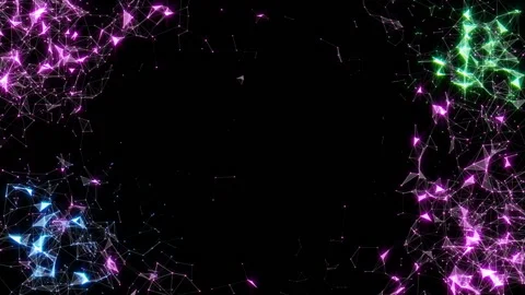 Multicolored radiant frame. Plexus. Transforming clouds in the corners of the Stock Footage 95149527