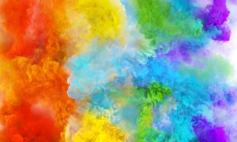 Multicolored rainbow smokes in the sky Stock Illustration