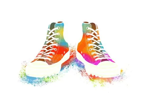 Multicolored rainbow sneakers. Vector illustration Stock Illustration