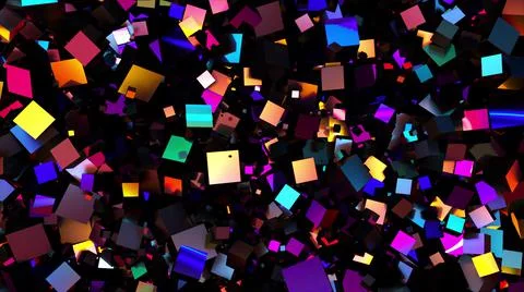 Multicolored random cubes filling the screen, computer generated. 3d rendering Illustrazione stock