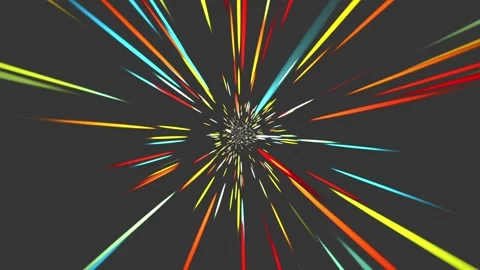 Multicolored rays come from the center on a black background. Stock Footage
