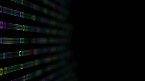 The multicolored rays leaving the emptiness transmit a binary code code to the Stock Footage 85633287