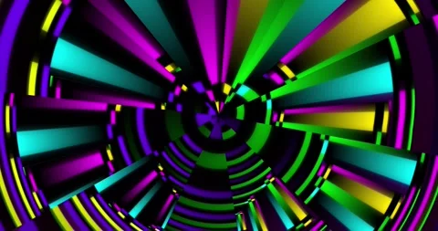 Multicolored rays of light constantly moving in a circle Stock Footage 285498047